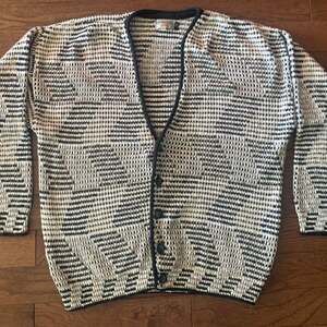 Domani Uomo‎ Geometric Multicolor Open Knit Sweater Mens